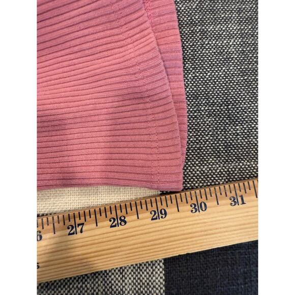 Zara Ribbed Knit High Waist Flare Pants Pink Stretch Size Medium Boho Bohemian - Picture 10 of 11